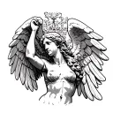 Winged Victory statue tattoo design idea