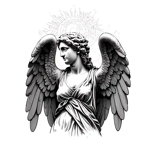 Winged Victory statue tattoo design idea