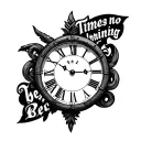 "Time has no beginning"  traditional clock with Roman numerals tattoo design idea