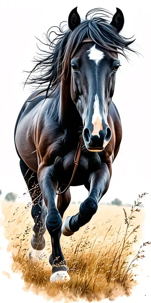 horse galloping through a field tattoo design idea