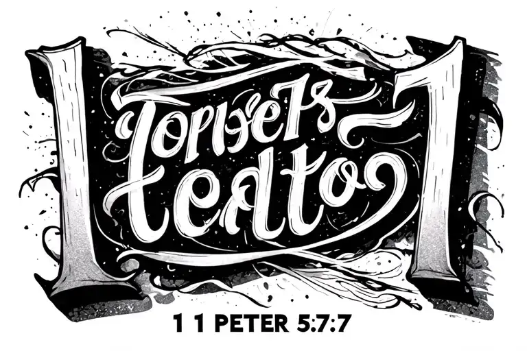 "1 Peter 5:7" bible verse tattoo design idea
