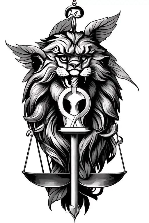 Libra symbol with Leo zodiac symbol as main supporting base then Cancer, Virgo, and Aries smybols included tattoo design idea