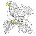 OMERTA calligraphy text orthodox eagle prayer beads intertwined tattoo design idea