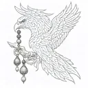 OMERTA calligraphy text orthodox eagle prayer beads intertwined tattoo design idea