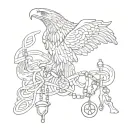 OMERTA calligraphy text orthodox eagle prayer beads intertwined tattoo design idea