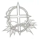 cross with crown of thorns tattoo design idea