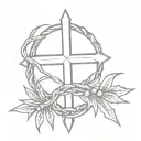 cross with crown of thorns tattoo design idea