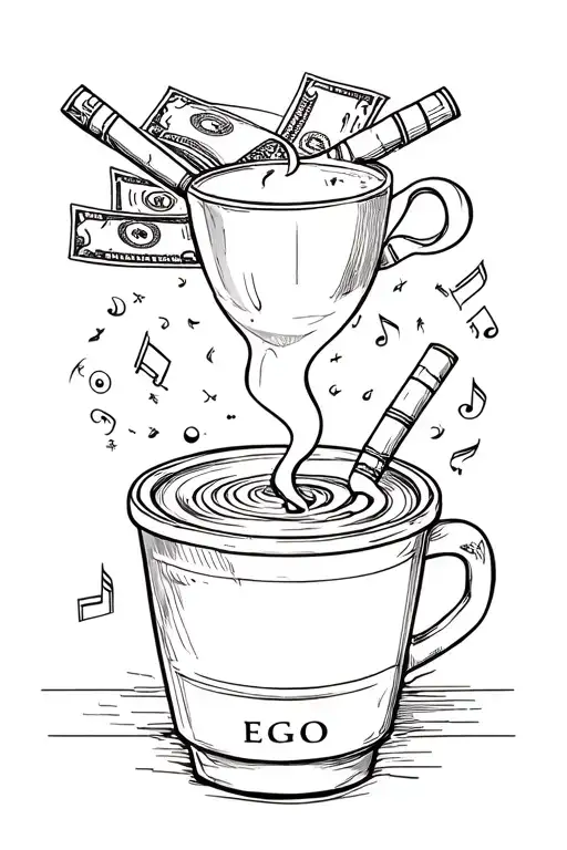 Ego,Poems  ,Coffee,Cigarettes,Piercings,Music,Lights,Emojis,Money,Blowjobs tattoo design idea