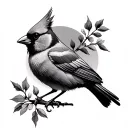 cardinal bird, minimal clean lines tattoo design idea