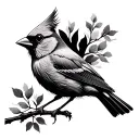 cardinal bird, minimal clean lines tattoo design idea