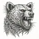 head bear russian motocykle angry spikes chain tattoo design idea