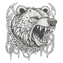 head bear russian motocykle angry spikes chain tattoo design idea