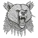 head bear russian motocykle angry spikes chain tattoo design idea