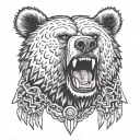 head bear russian motocykle angry spikes chain tattoo design idea