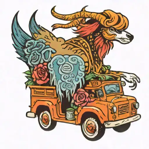 old gazelle truck tattoo design idea