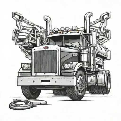 Peterbilt style truck morphing tattoo design idea