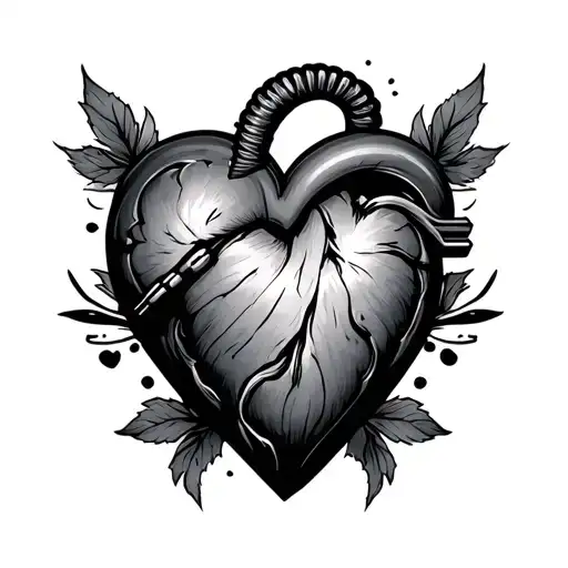 Family motor heart tattoo design idea