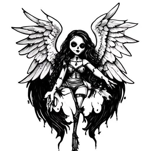 voodoo doll fallen angel tattoo design idea