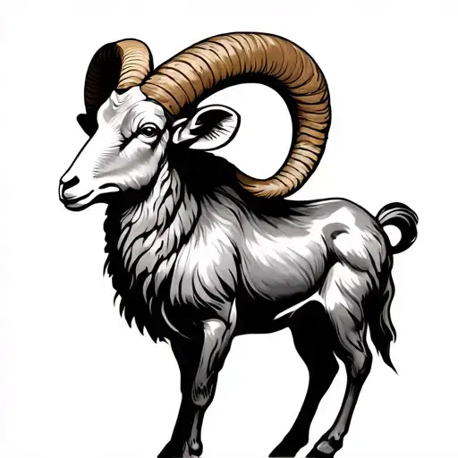 Name Alnisa with the first A being the head of a ram lnis being the body and the last a being the rams tail with shadow  tattoo design idea