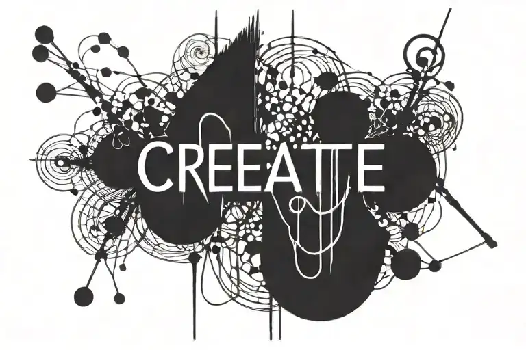 neural network with the word create written into it tattoo design idea