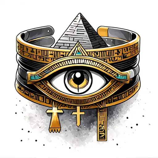 Egyptians Pyramids Number of gold hidden messages Etoile eye of horus cross anck hieroglyphs bracelet (anubis) tattoo design idea