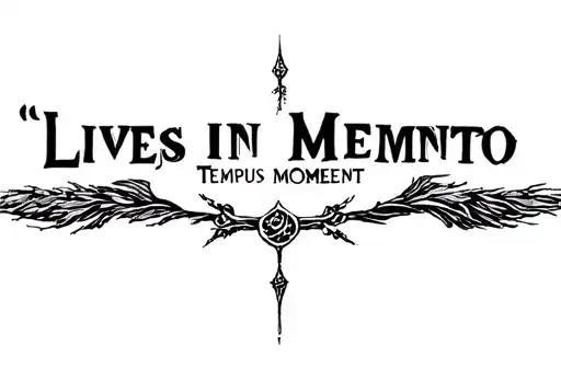 "Lives in Memento
Tempus moment " tattoo design idea