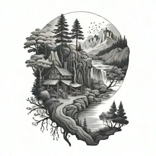 outdoor scenery tattoo design idea