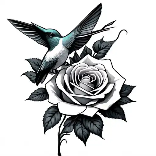 St. Jude Rose and Humming bird tattoo design idea