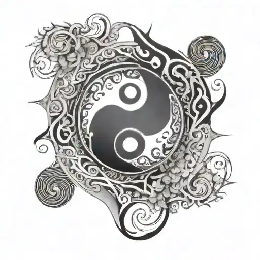 yin yang & karma symbol intertwined tattoo design idea