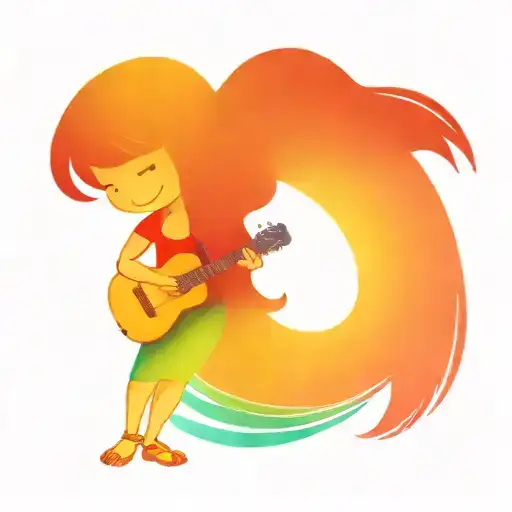 a hula girl with a ukulele and a rainbow tattoo design idea