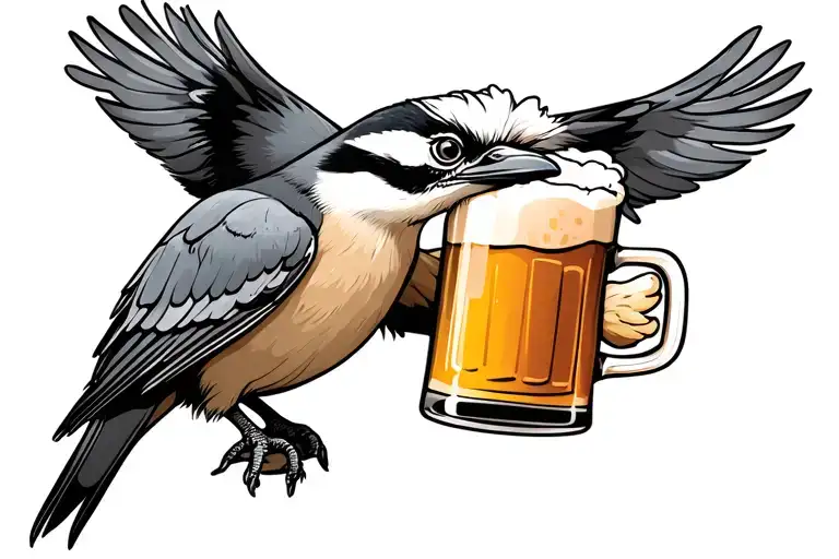 kookaburra holding a beer mug filled tattoo design idea