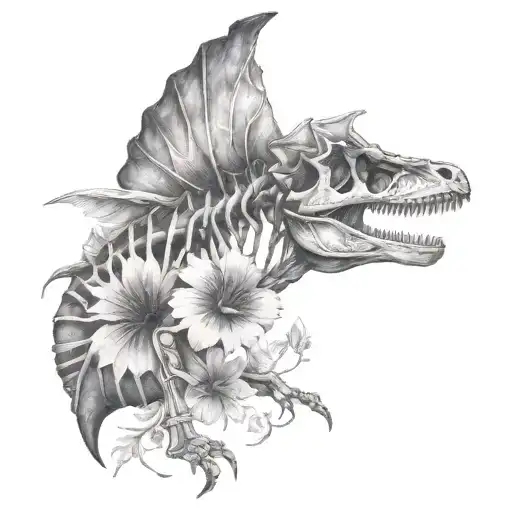 dinosaur skeleton tattoo design idea