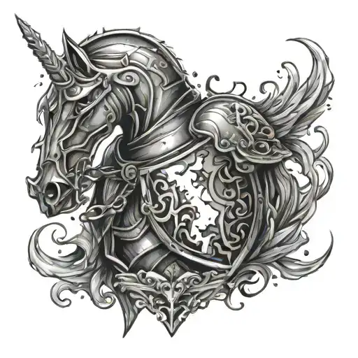 Knight bloody heart tattoo design idea