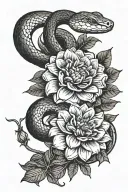 snake python, dahlia flower, ornemental tattoo tattoo design idea