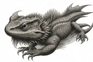 wispy lizard bearded dragon Smokey tribal tattoo design idea