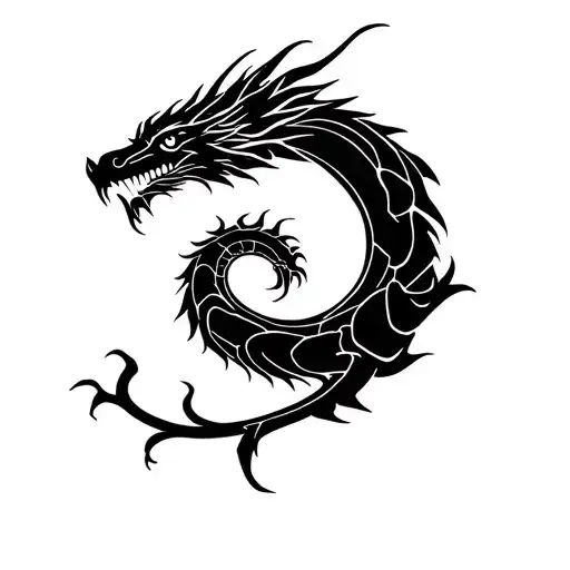 spiraling dragon wrapped tattoo design idea