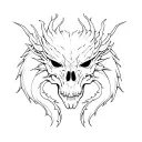 dragon head skull tree tattoo design idea