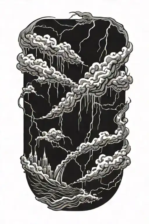 "endure" emerging from thunderstorm tattoo design idea