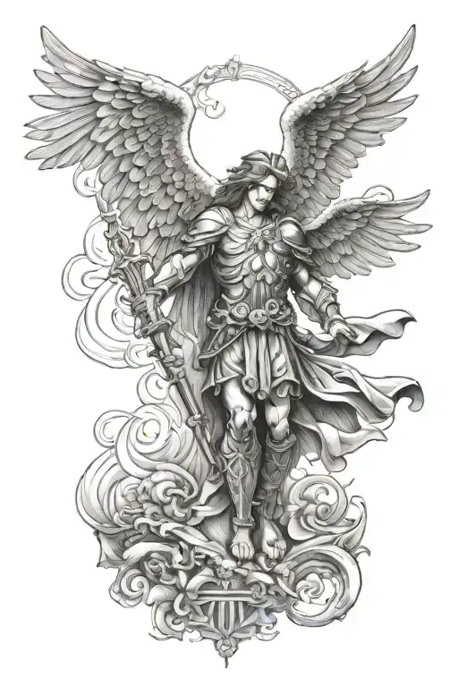 st Michael prayer written tattoo design idea