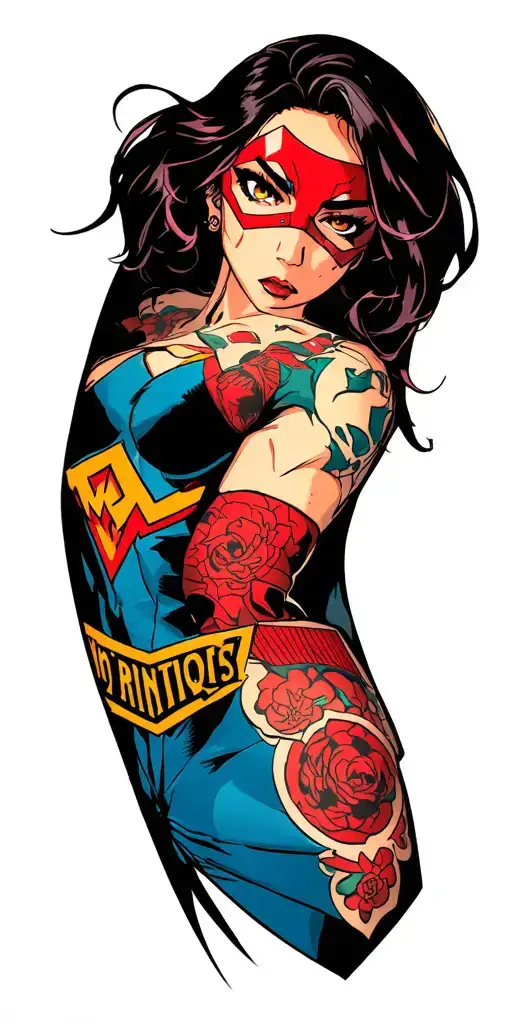 comic book anime and DC and marvel characters tattoo design idea