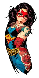 comic book anime and DC and marvel characters tattoo design idea