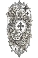 Western,Playing Cards, Roses,Barbed wire,Cross tattoo design idea