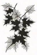 draping oak leaves inverted blackout tattoo design idea