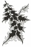 draping oak leaves inverted blackout tattoo design idea