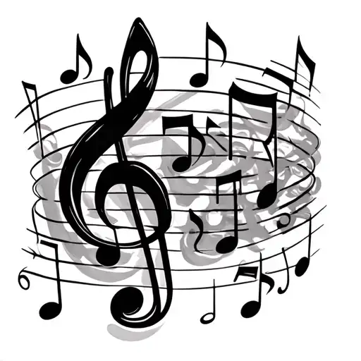 multiple music notes tattoo design idea