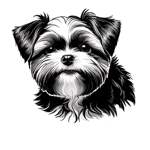 minimalistic design featuring the outline of a dog of the rase shih tzu tattoo design idea