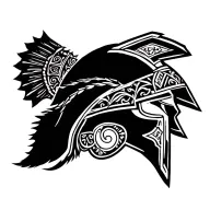 Patch Work greek spartan helmet tattoo design idea