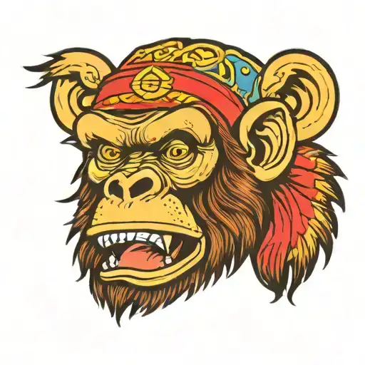 Ape and beanie tattoo design idea