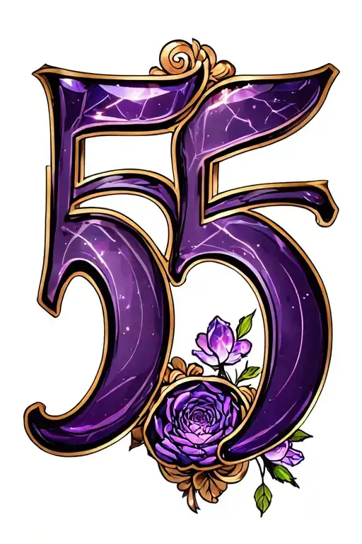 the numbers 555 in style and colour of Amethyst tattoo design idea