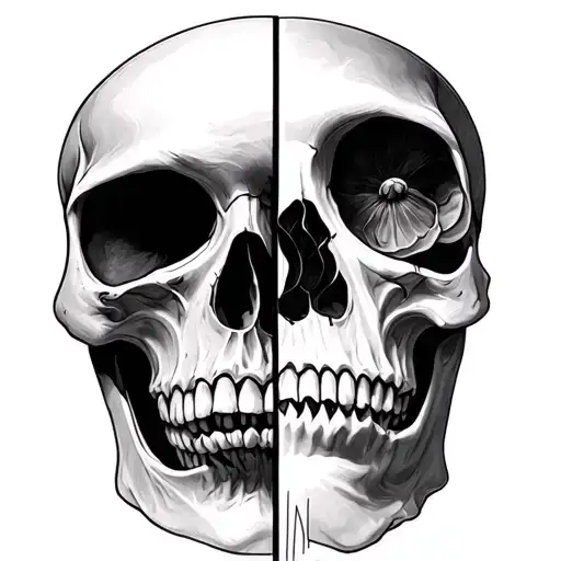 Half Face Half Skull tattoo design idea